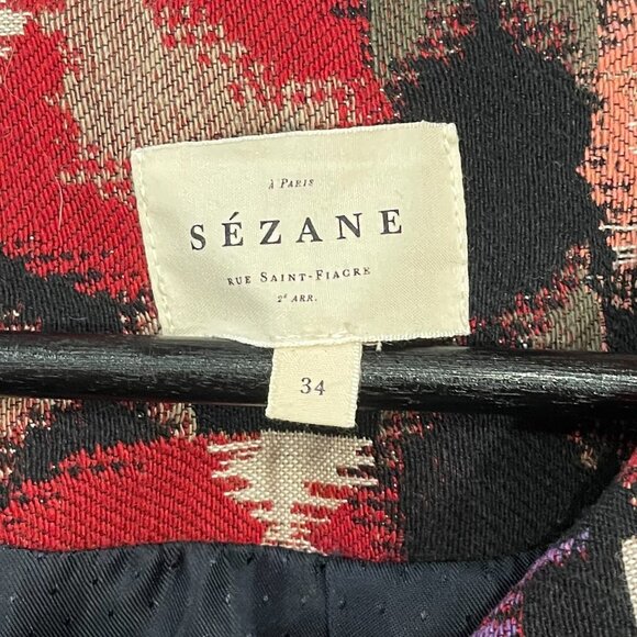 EUC Sézane Leo Aztec Jacquard Coat 34, 2 - Picture 9 of 11